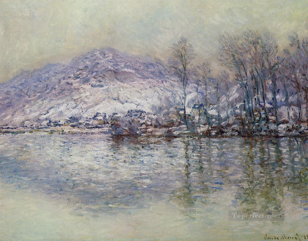 ポートヴィルのセーヌ川 雪の影響 モネ油絵
